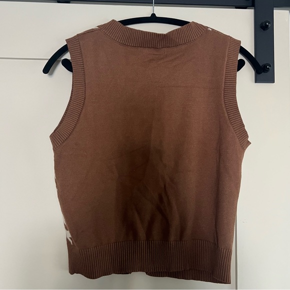 Brown and white houndstooth vest Large - Picture 5 of 7